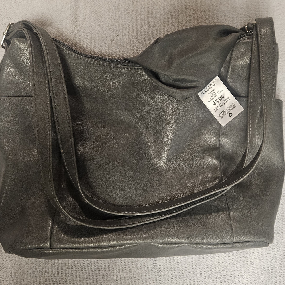 Elegant Charcoal Leather Shoulder Bag